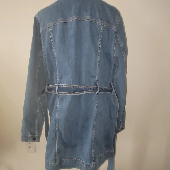 Lane Bryant Long Denim Jean Jacket Trench Coat Style Sz 14 - Picture 5 of 12
